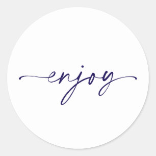 Elegant White “Enjoy” Wedding Favour Sticker