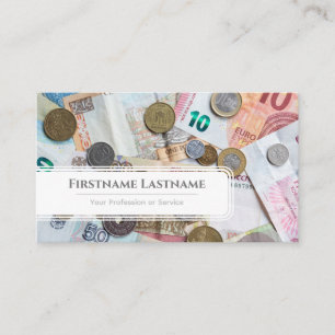 Elegant white euro money currency financial expert business card