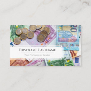Elegant white euro money currency financial expert business card