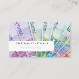 Elegant white euro money currency financial expert business card