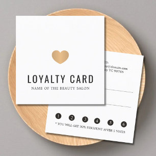 Elegant White Faux Gold Heart Beauty Salon Loyalty Card