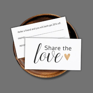 Elegant White Faux Gold Heart Beauty Salon Referral Card