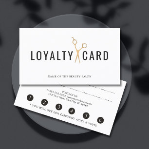 Elegant White Faux Gold Scissor Loyalty Card
