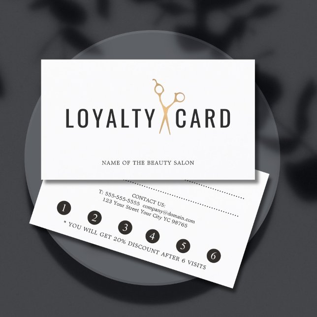 Elegant White Faux Gold Scissor Loyalty Card (Creator Uploaded)