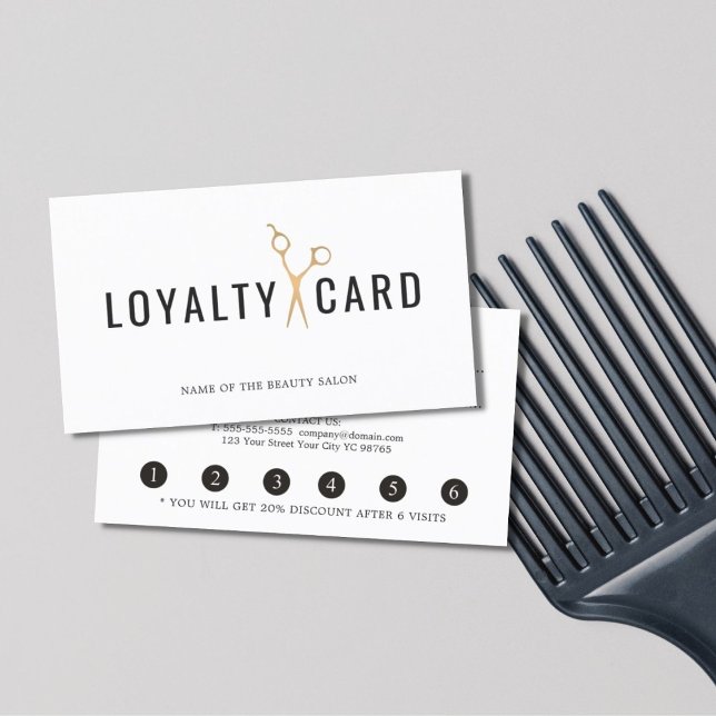 Elegant White Faux Gold Scissor Loyalty Card (Creator Uploaded)