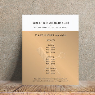 Elegant White Faux Gold Scissors Beauty Salon Flyer