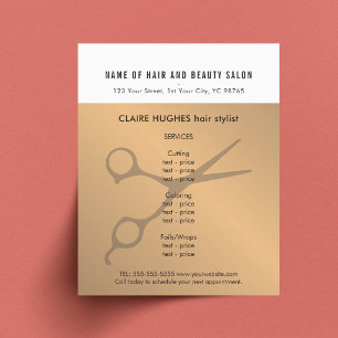 Elegant White Faux Gold Scissors Beauty Salon Flyer