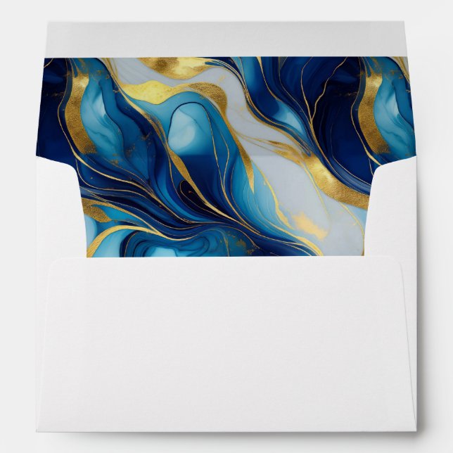 Elegant White Faux Marbled Wedding Envelope (Back (Bottom))