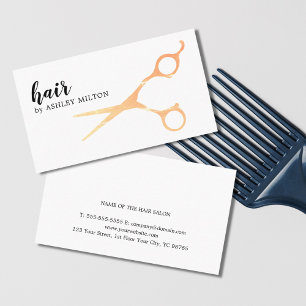 Elegant White Faux Metal Scissors Hairstylist Business Card