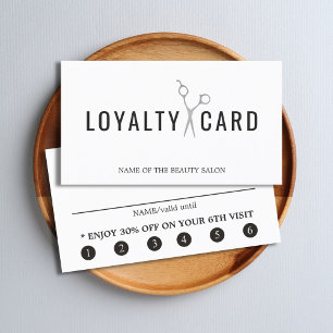 Elegant White Faux Silver Scissors Bold Loyalty Card