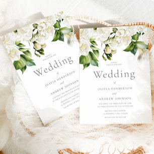 Elegant White Floral All seasons Wedding Invitation