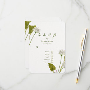 Elegant White Floral Botanical Wedding RSVP Card