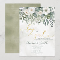 Elegant White Floral Boy or Girl Gender Reveal