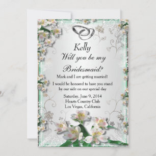 Elegant White Floral Bridesmaid Card
