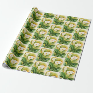 Elegant White Floral Cala Lily Flowers Wrapping Paper