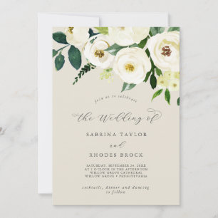 Elegant White Floral   Champagne The Wedding Of Invitation
