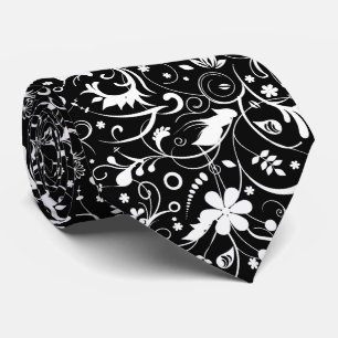 Elegant White Floral Fabric Pattern Tie