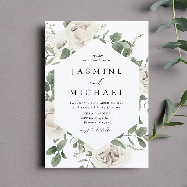 Elegant White Floral Frame Wedding Invitation (Creator Uploaded)
