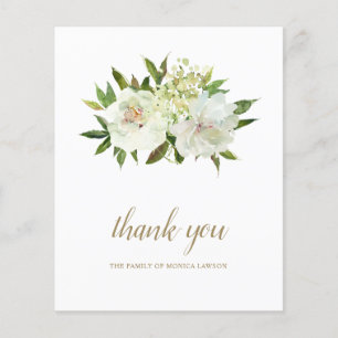 Elegant White Floral Funeral Budget Thank You Card