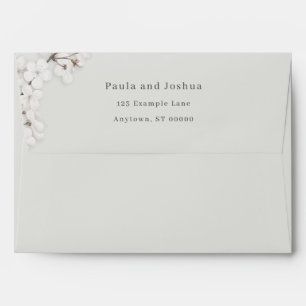 Elegant White Floral Gold Script Wedding Envelope