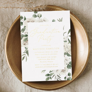 Elegant White Floral Greenery Graduation Party
