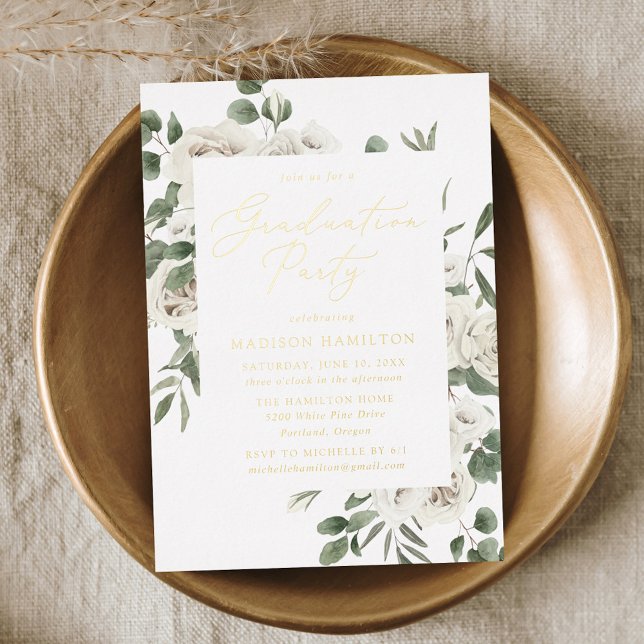 Elegant White Floral Greenery Graduation Party (Creator Uploaded)