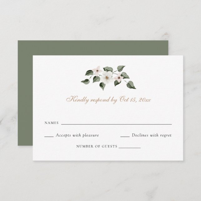 Elegant White Floral Greenery Ivy Wedding RSVP Invitation (Front/Back)