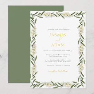 Elegant White Floral Greenery Wedding Invitation