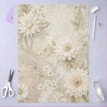 Elegant White Floral Grunge Decoupage