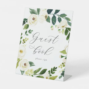 Elegant White Floral Guest Book Sign