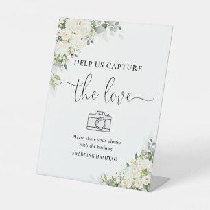 Elegant White Floral Help Us Capture The Love Sign