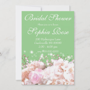 Elegant white floral hydrangeas bridal shower invitation