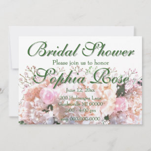 Elegant white floral hydrangeas bridal shower invitation