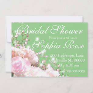 Elegant white floral hydrangeas bridal shower invitation