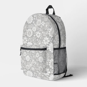 Elegant white floral lace pattern printed backpack