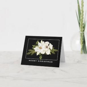 Elegant White Floral  Merry Christmas Card