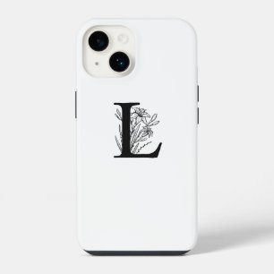 ELEGANT WHITE FLORAL MONOGRAM LETTER L DESIGN iPhone 14 CASE