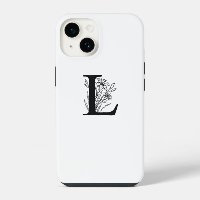 ELEGANT WHITE FLORAL MONOGRAM LETTER L DESIGN iPhone CASE (Back)