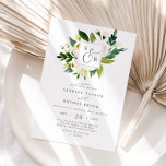 Elegant White Floral Monogram Wedding Invitation<br><div class="desc">This elegant white floral monogram wedding invitation is perfect for a classic wedding. The modern vintage design features beautifully romantic ivory and cream watercolor rose and peony flowers with dark green leaves,  greenery and botanicals. Personalise the card with your initials monogram.</div>