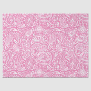 Elegant White Floral Paisley On Pink Background Tissue Paper