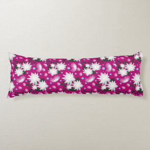 Elegant White Floral Pattern Botanical Design Body Cushion