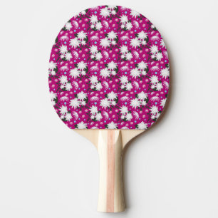Elegant White Floral Pattern Botanical Design Ping Pong Paddle