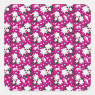 Elegant White Floral Pattern Botanical Design Square Sticker