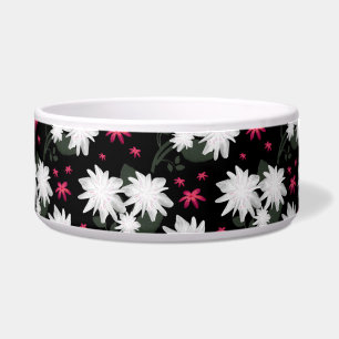 Elegant White Floral Pattern on Black Background