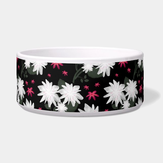 Elegant White Floral Pattern on Black Background (Front)
