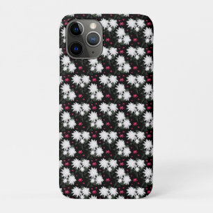 Elegant White Floral Pattern on Black Background Case-Mate iPhone Case