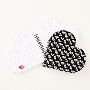 Elegant White Floral Pattern on Black Background Notebook
