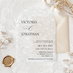 Elegant White Floral Pattern Wedding  Acrylic Invitations