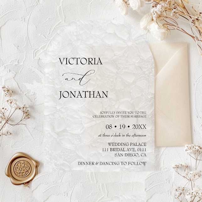 Elegant White Floral Pattern Wedding  Acrylic Invitations (Creator Uploaded)