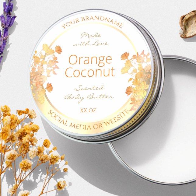 Elegant White Floral Product Packaging Labels Gold (Creator Uploaded)